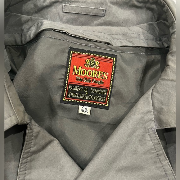[42/US:M]Vintage 80s Moores Men's Gray Belted Trench Coat - Picture 3 of 11